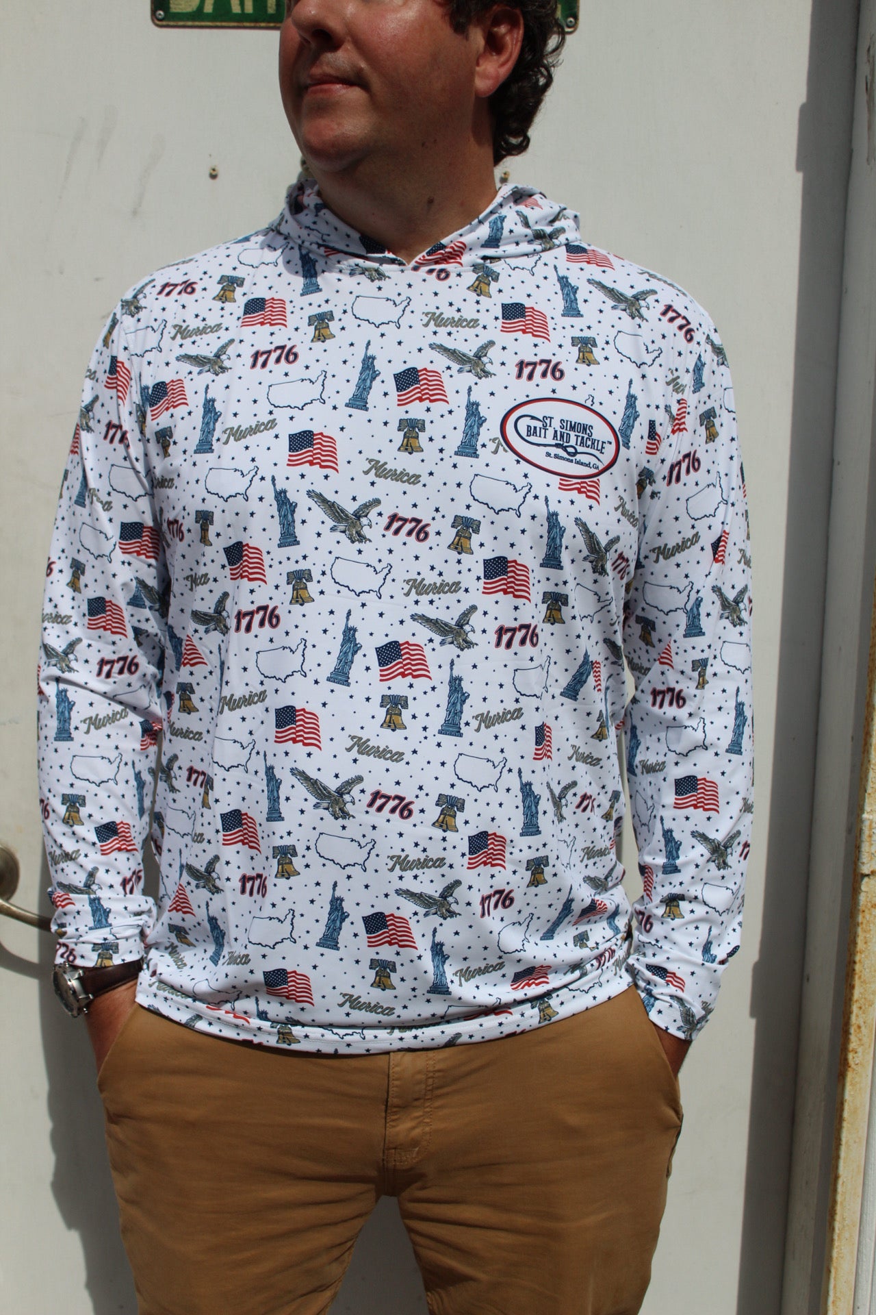 4th of July UV Hooded Long Sleeve